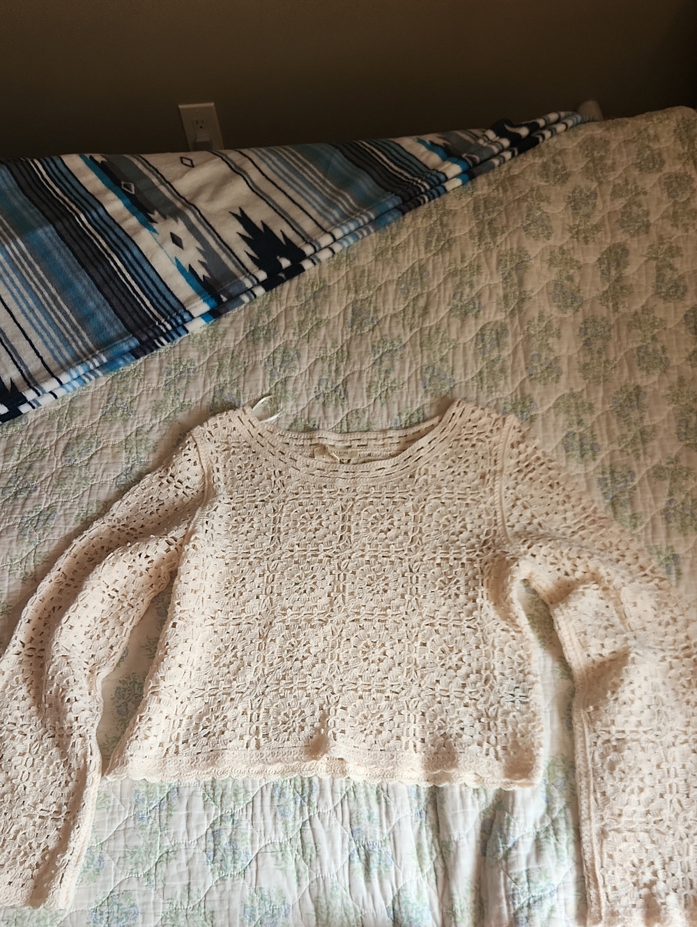 Rebellion Cream Crochet Scoop-Neck Sweater